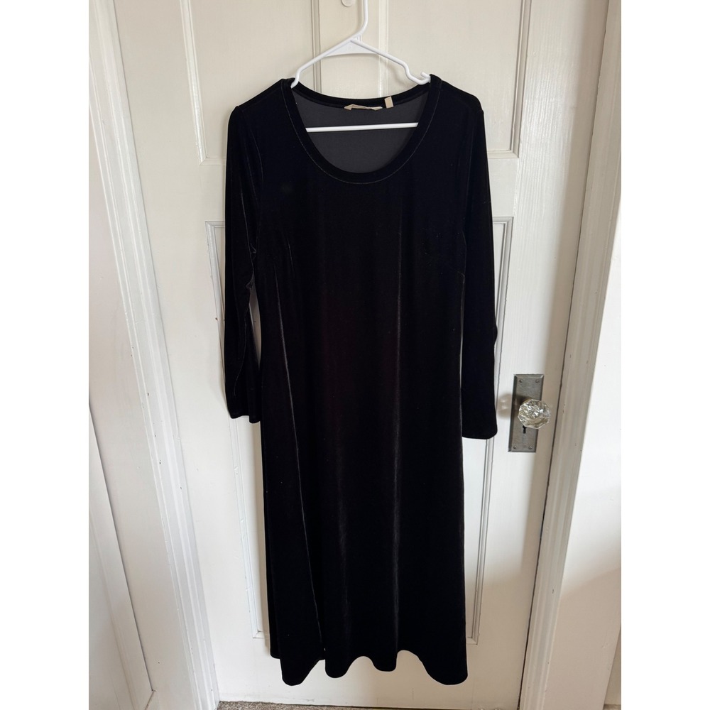 Soft Surroundings black velvet long sleeve dress size large petite